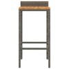 vidaXL Bar Stools 2 pcs Grey Poly Rattan and Solid Wood Acacia