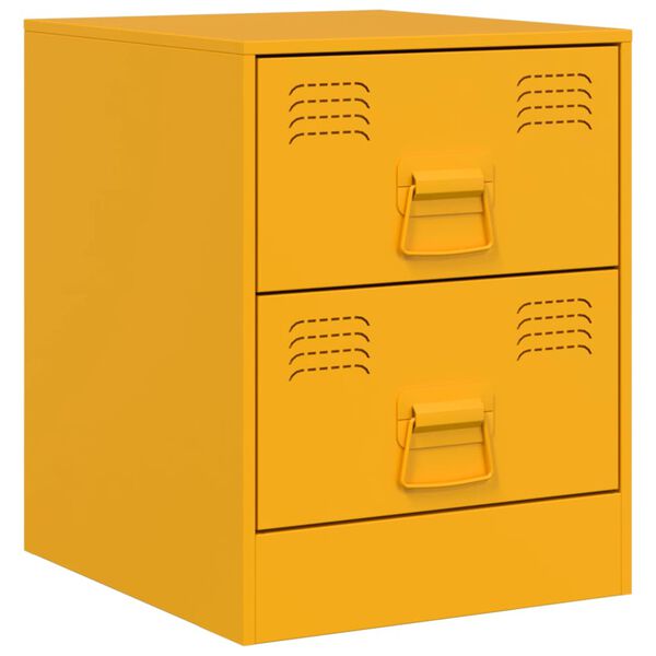 vidaXL Bedside Cabinet Yellow 34.5x39x44 cm Steel