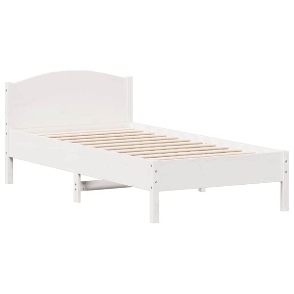 vidaXL Bed Frame without Mattress White 75x190 cm Small Single Solid Wood Pine