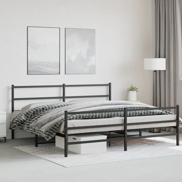 vidaXL Metal Bed Frame without Mattress with Footboard&nbsp;Black 183x213cm