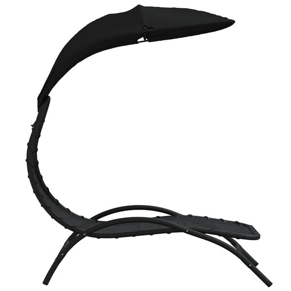 vidaXL Sun Lounger with Canopy Black 167x80x195 cm Fabric and Steel