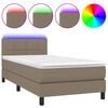 vidaXL Box Spring Bed with Mattress&LED Taupe 90x200cm Fabric