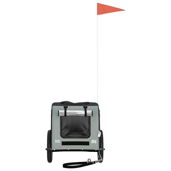 vidaXL Pet Bike Trailer Grey and Black Oxford Fabric and Iron