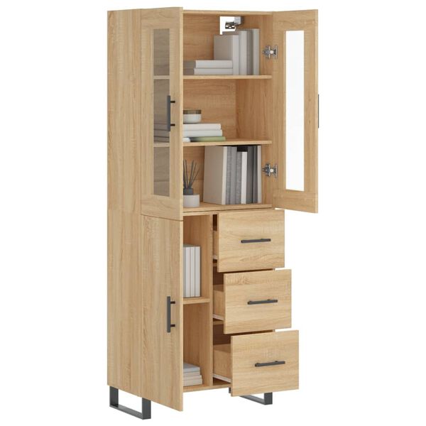 vidaXL Highboard Sonoma Oak 69.5x34x180 cm Engineered Wood