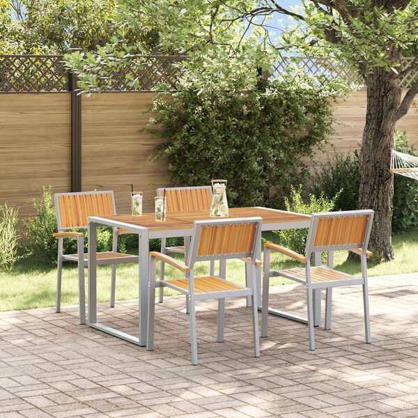 vidaXL Garden Dining Set 5 pcs Grey Solid Acacia Wood