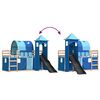 vidaXL Bunk Bed without Mattress with Slide and Curtains Blue 90x200 cm