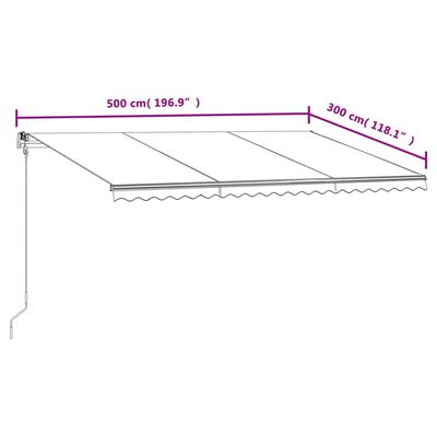vidaXL Automatic Retractable Awning 500x300 cm Blue and White