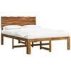 vidaXL Double Bed Frame with Headboard ROSTOCK Natural 137 x 190 cm