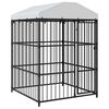 vidaXL Dog Kennel | Black | Galvanised steel, polyethylene roof | Large | Locks