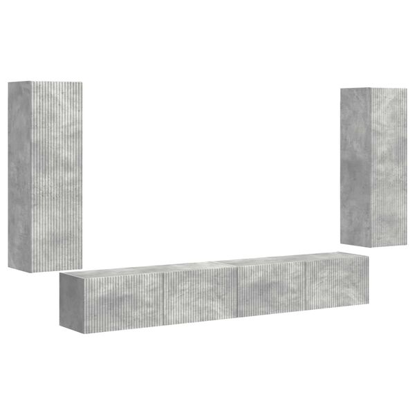 vidaXL TV Wall Cabinet Set 4 pcs Concrete Grey Engineered Wood