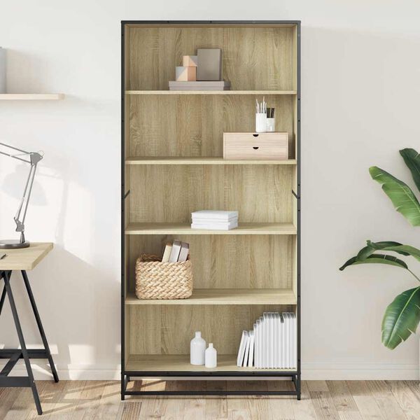 vidaXL Bookcase Sonoma Oak 80.5x35x170.5 cm Engineered Wood