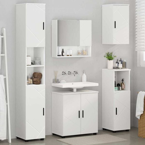 vidaXL Bathroom Furniture Set 5 pcs White Engineered wood & Metal