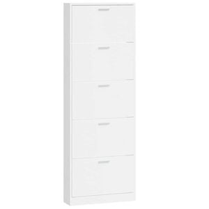 vidaXL Shoe Cabinet High Gloss White 59x17x169 cm Engineered Wood