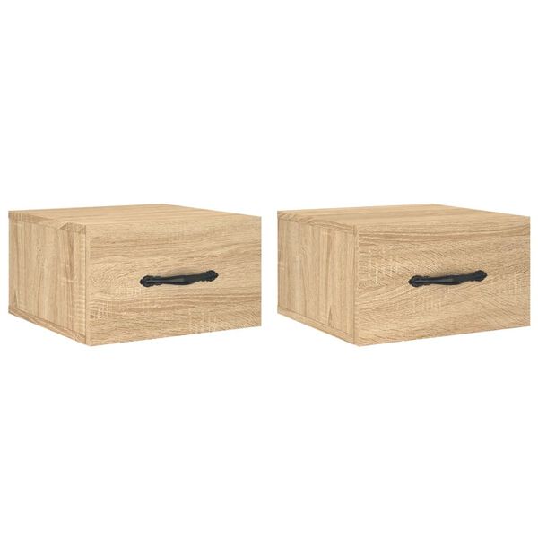 vidaXL Wall-mounted Bedside Cabinets 2 pcs Sonoma Oak 35x35x20 cm
