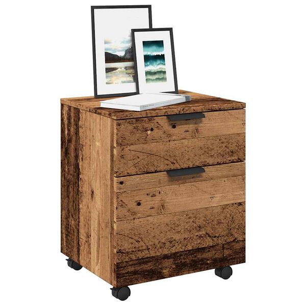 vidaXL Mobile File Cabinet with Wheels Old Wood 45x38x54 cm Engineered Wood