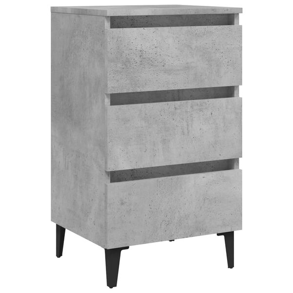vidaXL Bed Cabinet with Metal Legs Concrete Grey 40x35x69 cm