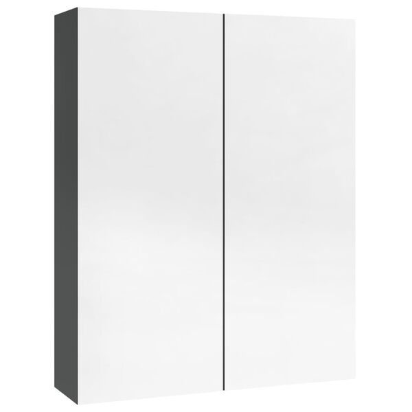vidaXL Bathroom Mirror Cabinet 60x15x75 cm MDF Shining Grey