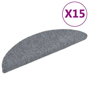 vidaXL Stair Mat | Set of 15 | Light Grey | Polypropylene | 15 Pack | Non-slip