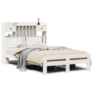 vidaXL Bookcase Bed without Mattress White 135x190 cm Double Solid Wood Pine