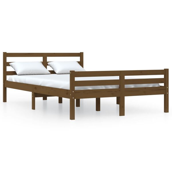 vidaXL Bed Frame without Mattress Honey Brown Solid Wood 140x190 cm