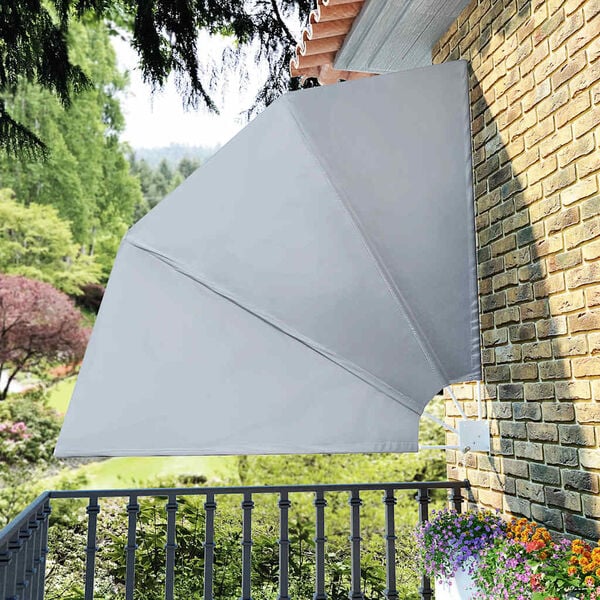 vidaXL Collapsible Balcony Side Awning Grey 210x210 cm