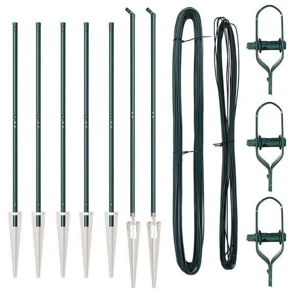 vidaXL Fence Post 7 pcs Green Steel