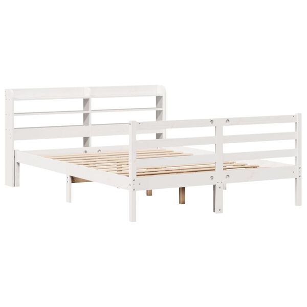 vidaXL Bed Frame with Headboard without Mattress White 140x200 cm