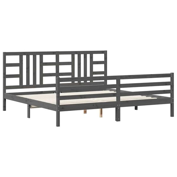 vidaXL Bed Frame without Mattress Grey 200x200 cm Solid Wood