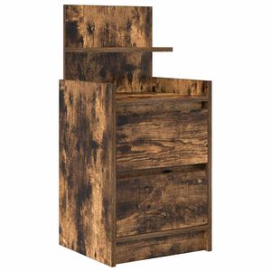 vidaXL Bedside Cabinet with 2 Drawers Smoked Oak 38x34x80 cm