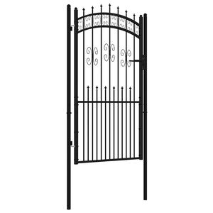vidaXL Fence Gate with Spear Top Black 103x175 cm Powder-coated Steel