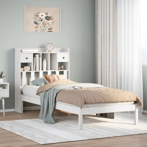 vidaXL Bookcase Bed without Mattress White 90x200 cm Solid Wood Pine