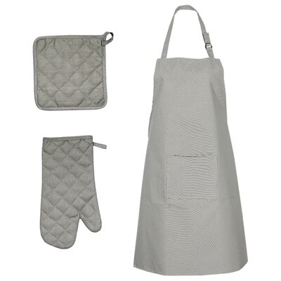 vidaXL 15 Piece Towel Set with Oven Gloves&Pot Holders Grey Cotton