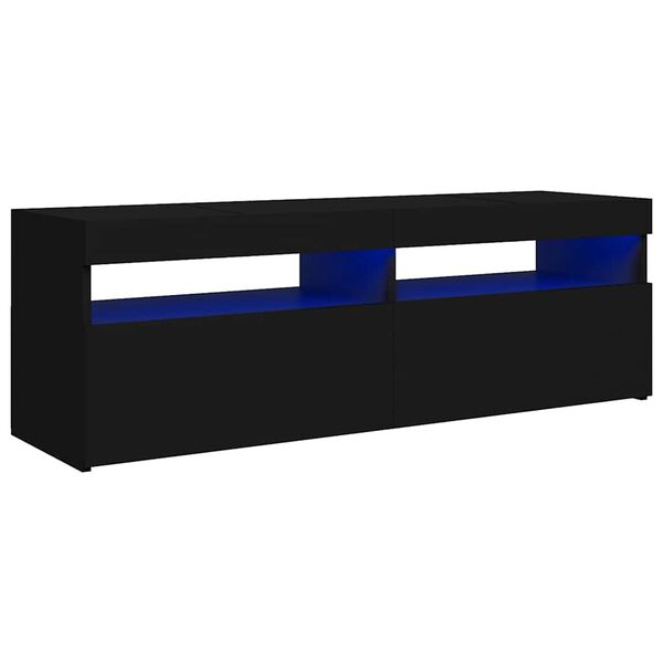vidaXL TV Cabinet with LED Lights Black 120x35x40 cm