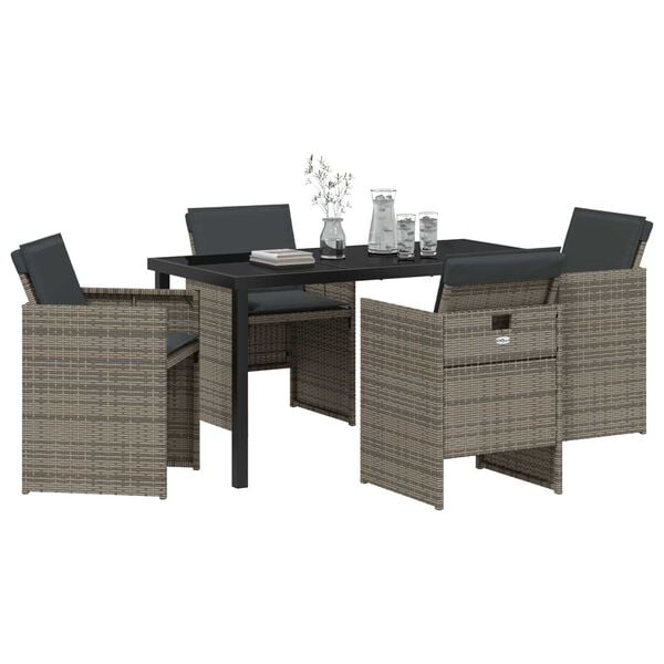 vidaXL Garden Dining Set 5 pcs Grey Poly Rattan