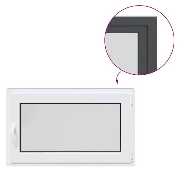 vidaXL Basement Window "RISOR" 100x60 cm Tilt&Turn DIN Right Anthracite