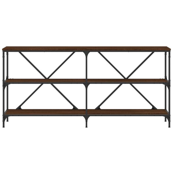 vidaXL Console Table Brown Oak 160x30x75 cm Engineered Wood and Iron