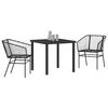 vidaXL Garden Dining Set 3 pcs Black Poly Rattan