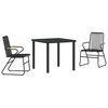 vidaXL Garden Dining Set 3 pcs Black Powder-Coated Steel