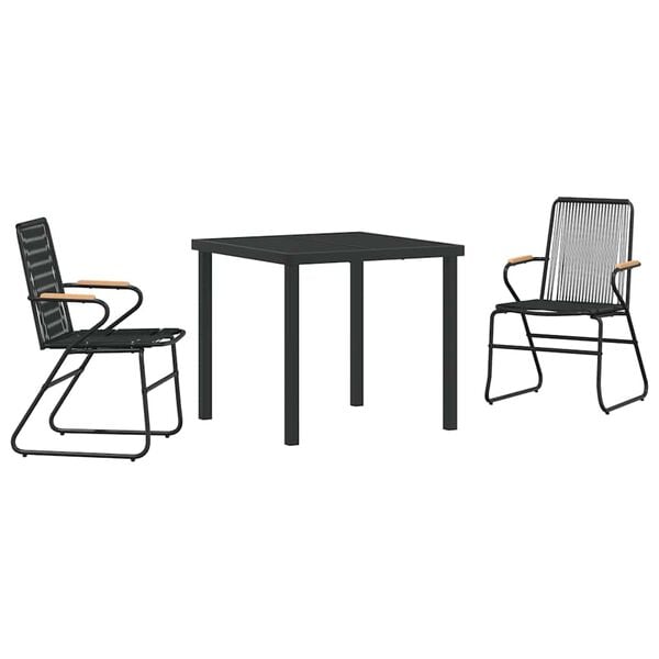 vidaXL Garden Dining Set 3 pcs Black Powder-Coated Steel
