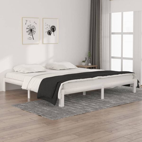 vidaXL Bed Frame without Mattress White Solid Wood Pine 200x200cm