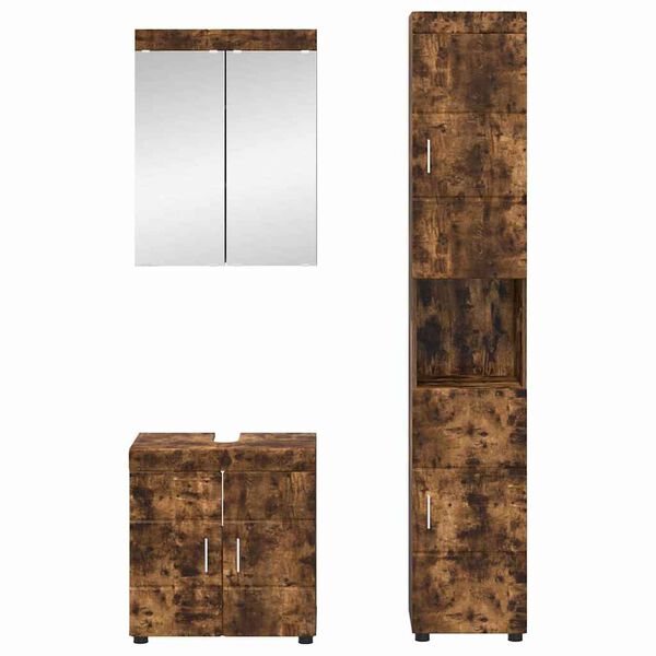 vidaXL Bathroom Furniture Set TULUM Smoked Oak Engineered Wood