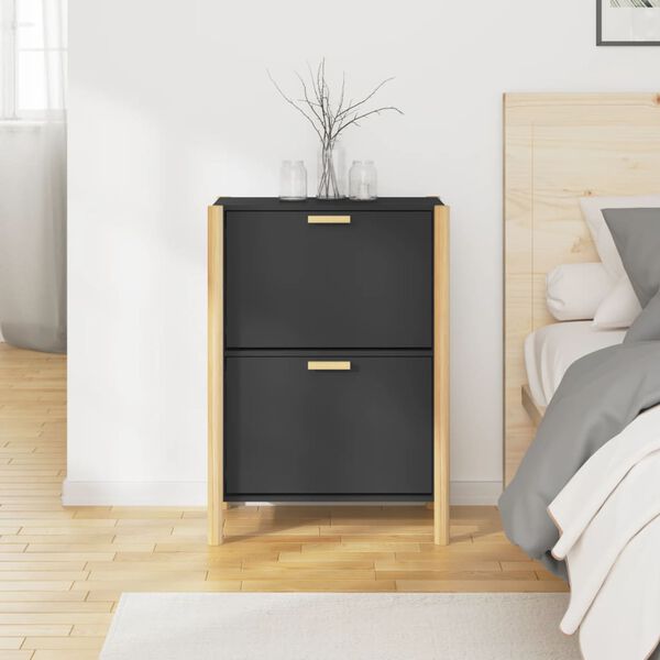 vidaXL Shoe Cabinet Black 57.5x33x80 cm Engineered Wood