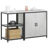 vidaXL Kitchen Storage Set with Shelf 2 pcs Silver Galvanised Steel