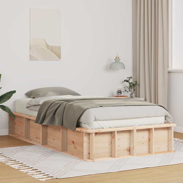 vidaXL Bed Frame Brown 100 x 200 cm Solid Pine Wood