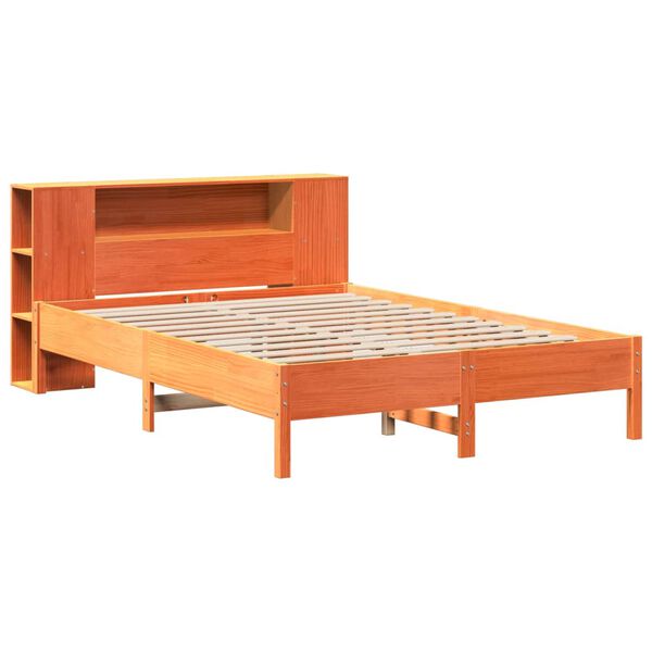vidaXL Bookcase Bed without Mattress Wax Brown 120x200 cm Solid Wood Pine