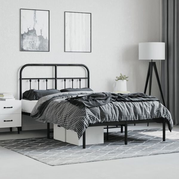 vidaXL Metal Bed Frame without Mattress with Headboard Black 120x200cm