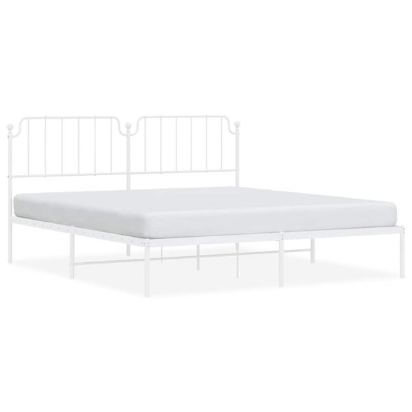 vidaXL Metal Bed Frame without Mattress with Headboard White 183x213cm