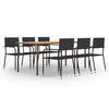 vidaXL 7 Piece Garden Dining Set Poly Rattan Black