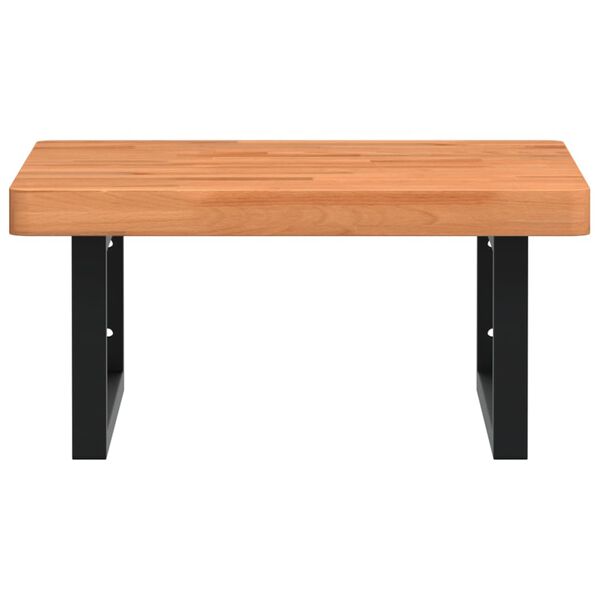 vidaXL Basin Shelf Wall Mounted Steel and Solid Wood Beech