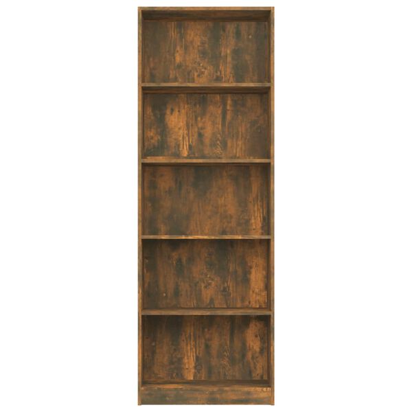 vidaXL 5-Tier Book Cabinet Smoked Oak 60x24x175 cm Engineered Wood